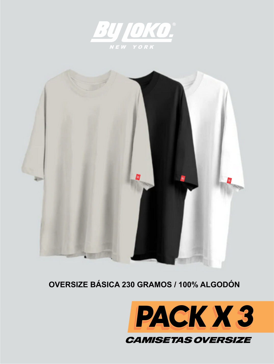 CAMISETA OVERSIZE X3 - (PERLA, NEGRO, BLANCO)