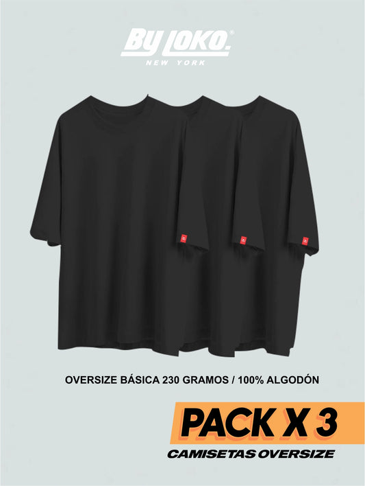 CAMISETA OVERSIZE PREMIUM X3 - NEGRAS