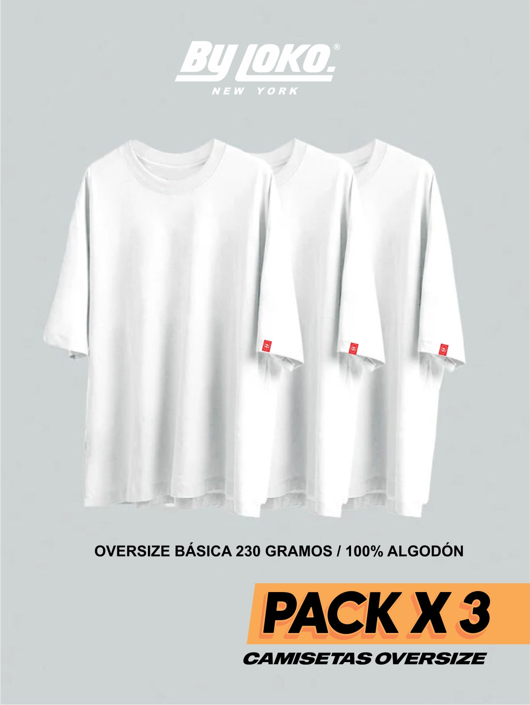 CAMISETA OVERSIZE PREMIUM X3 - BLANCO