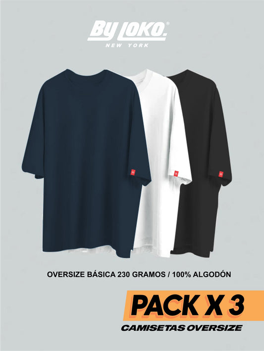 CAMISETA OVERSIZE X3 - (AZUL NAVY, NEGRO, BLANCO)